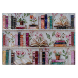 Personalized Stained Glass Bookshelf Cutting Board