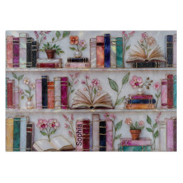 Personalized Stained Glass Bookshelf Cutting Board