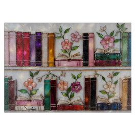Personalized Stained Glass Bookshelf Cutting Board