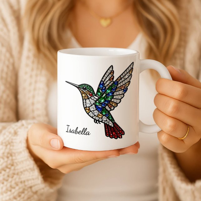 Personalized Stained Glass Hummingbird Coffee Cup  Två-Tonad Mugg (Skapare uppladdad)