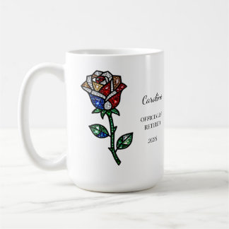 Personalized Stained Glass Rose Retirement Mug  Kaffemugg