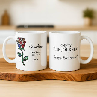 Personalized Stained Glass Rose Retirement Mug  Mugg