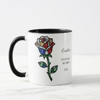 Personalized Stained Glass Rose Retirement Mug  Mugg