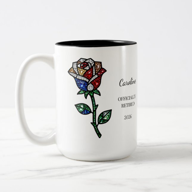 Personalized Stained Glass Rose Retirement Mug  Två-Tonad Mugg (Vänster)