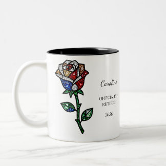 Personalized Stained Glass Rose Retirement Mug  Två-Tonad Mugg