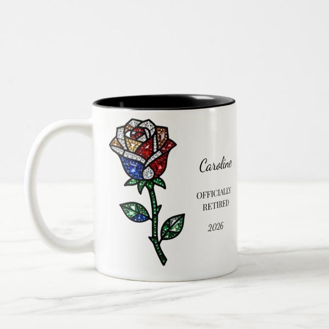 Personalized Stained Glass Rose Retirement Mug  Två-Tonad Mugg (Vänster)
