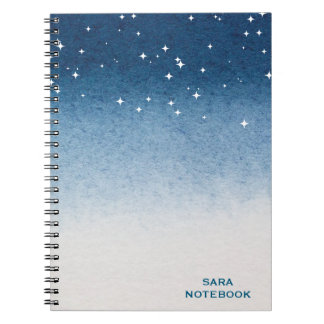 Personalized Starry Night Blue Gradient Notebook Anteckningsbok