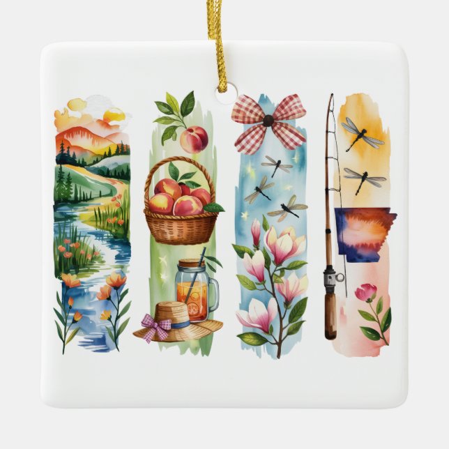 Personalized State Watercolor Christmas Ornament – (Framsida)