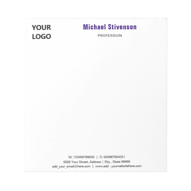 Personalized Stationery Branded Business Notepad Anteckningsblock (Framsida)