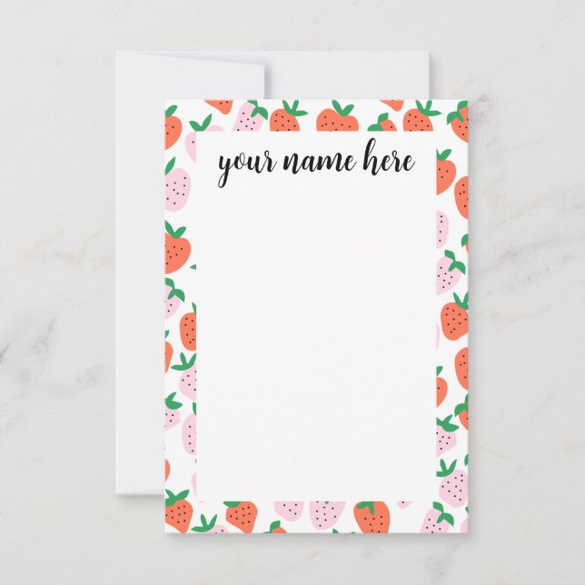 Personalized Strawberries Notecards Tack Kort (Framsida)