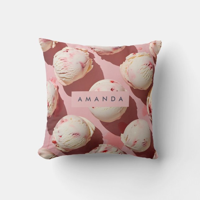 Personalized Strawberry Cream Swirl Aesthetic Kudde (Framsida)