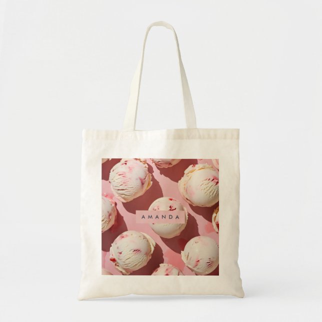 Personalized Strawberry Cream Swirl Aesthetic Tygkasse (Framsidan)