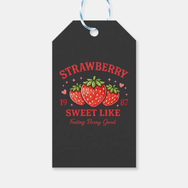 Personalized Strawberry Sweet Custom Birth Year Presentetikett (Framsidan)