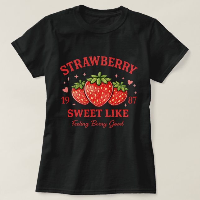 Personalized Strawberry Sweet Custom Birth Year T Shirt (Design framsida)