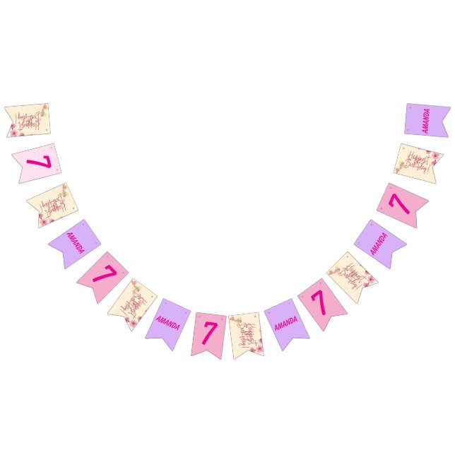 Personalized stripe and spot birthday bunting  vimplar (Alla)