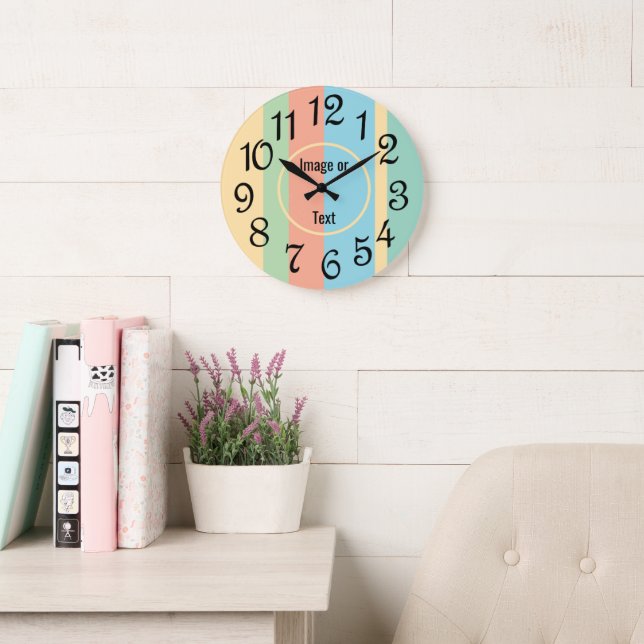 Personalized Striped Clock Stor Klocka (Läsesal)