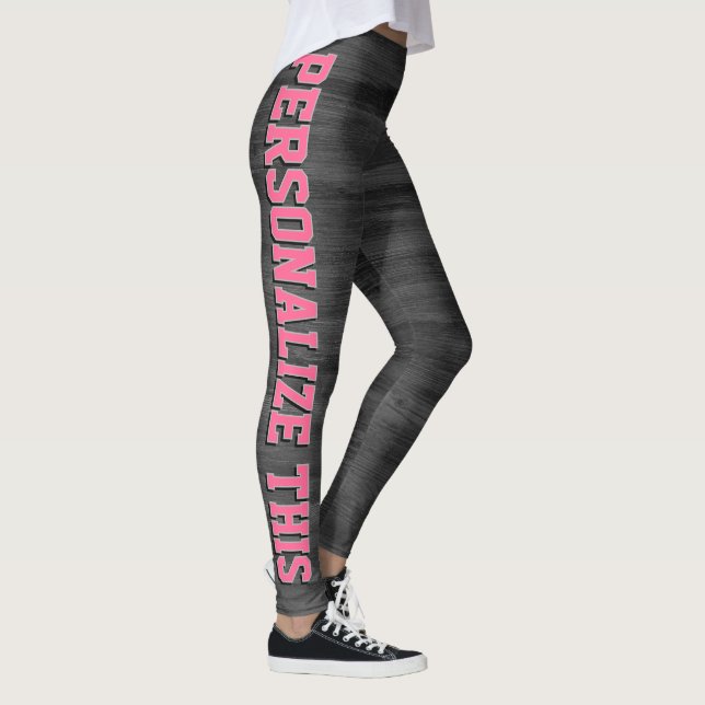 Personalized Style - Gray Textured & Chic Pink  Leggings (Höger)