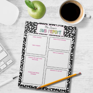 Personalized Substitute Teacher Report Note Anteckningsblock