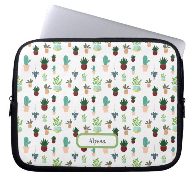 Personalized Succulent Cacti laptop sleeve (Framsidan)