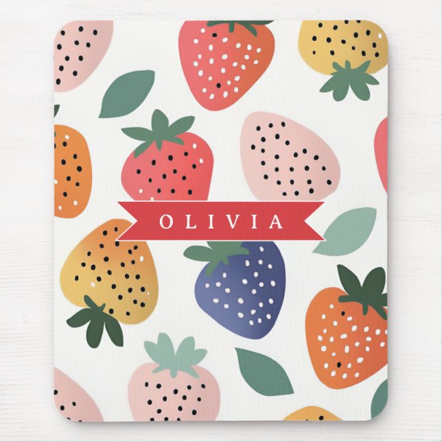 Personalized Summer Colorful Strawberry Pattern Musmatta (Framsidan)