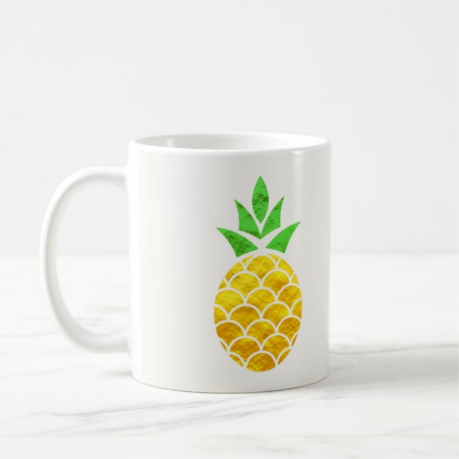 Personalized Summer Foil Gold Geometric Pineapple. Kaffemugg (Vänster)