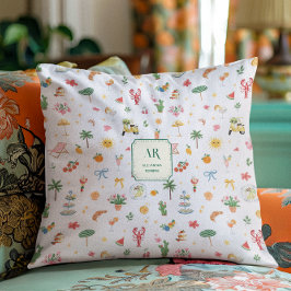 Personalized Summer Watercolor Monogram Kudde