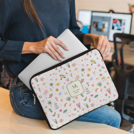 Personalized Summer Watercolor Monogram Laptop Fodral