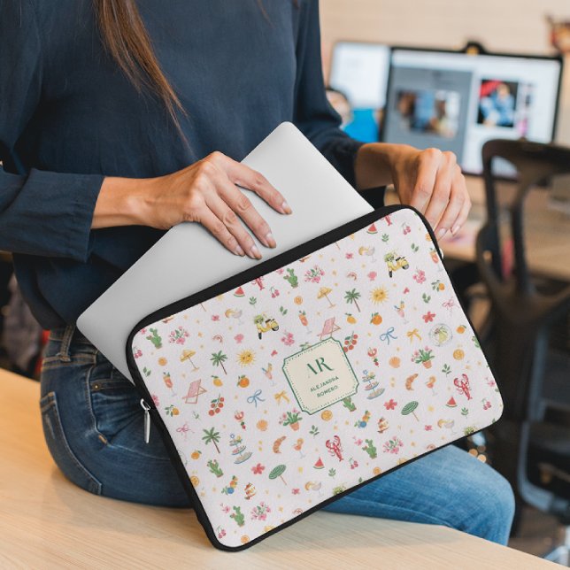 Personalized Summer Watercolor Monogram Laptop Fodral (Skapare uppladdad)