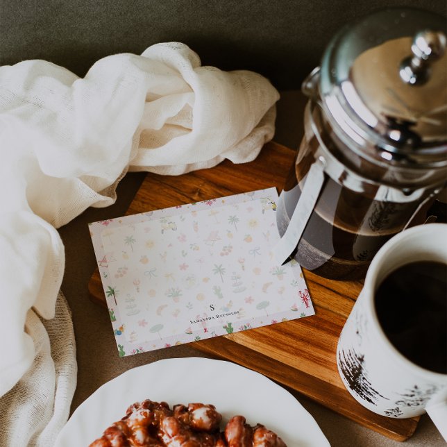 Personalized Summer Watercolor Pattern Anteckningskort (Skapare uppladdad)