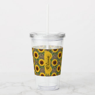 Personalized Sunflower Acrylic Tumbler Take Away Mugg