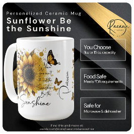 Personalized Sunflower Be the Sunshine Ceramic Mug Kaffemugg