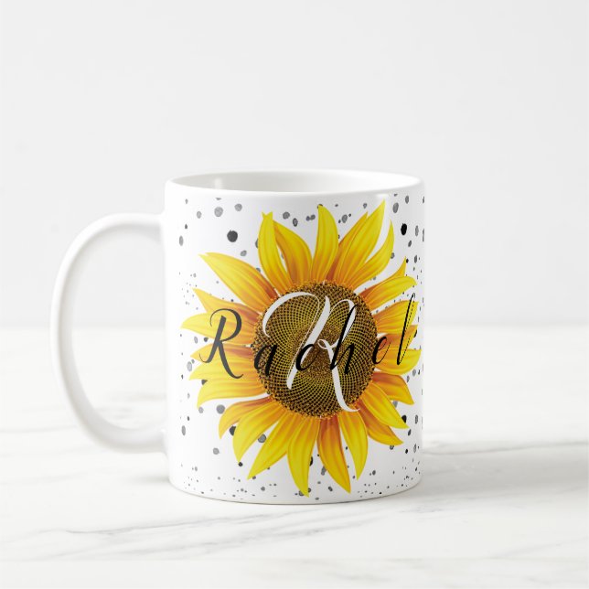 Personalized sunflower  coffee mug kaffemugg (Vänster)
