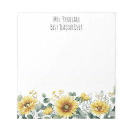 Personalized Sunflower Flower Teacher Appreciation Anteckningsblock