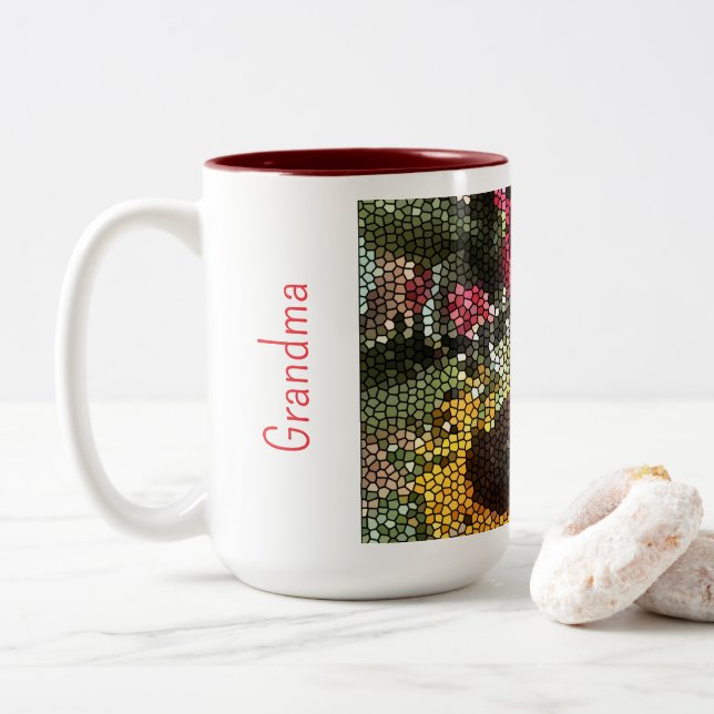Personalized Sunflower Mosaic Cup Två-Tonad Mugg (Med munk)