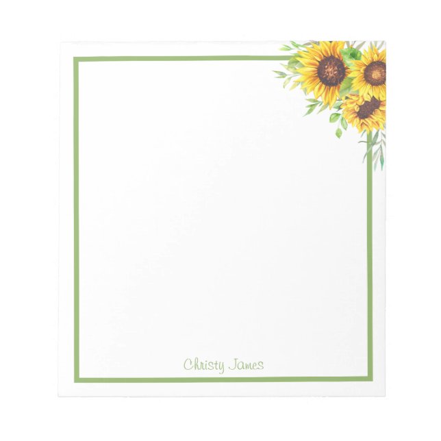 Personalized Sunflower Notepad Anteckningsblock (Framsida)