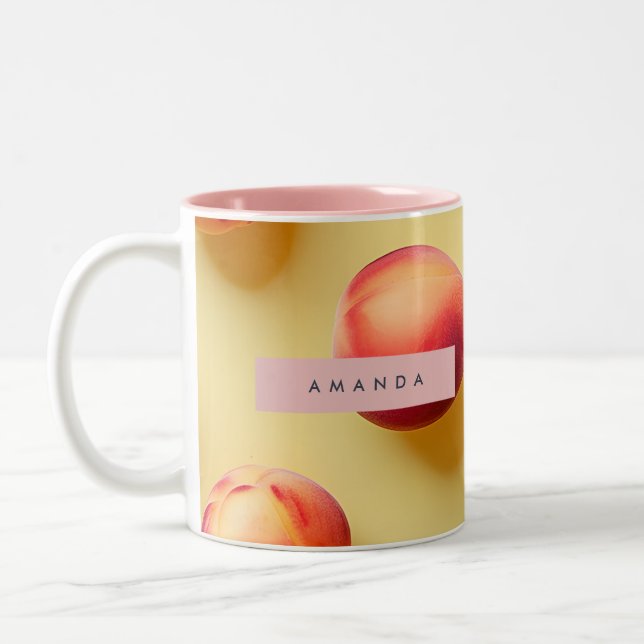 Personalized Sunny Peach Bliss Två-Tonad Mugg (Vänster)