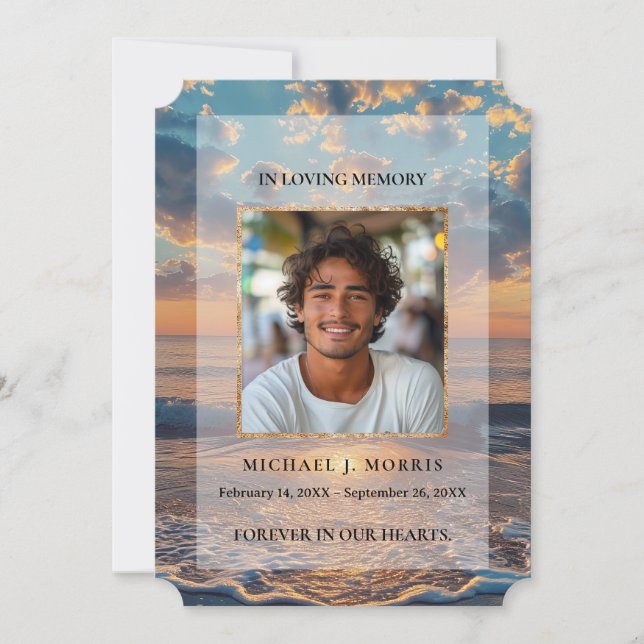 Personalized Sunset Funeral Photo Thank You Card Tack Kort (Framsida)