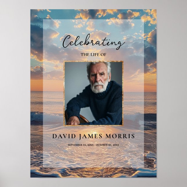 Personalized Sunset Funeral Welcome Sign Poster (Framsidan)