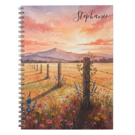 Personalized Sunset Wildflower Journal Notebook Anteckningsbok