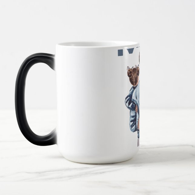 Personalized Super Mom with Son and Daughter Gift Magisk Mugg (Vänster)