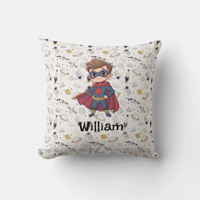 Personalized Superhero Name Pillow - Kids Pillow Kudde (Framsida)