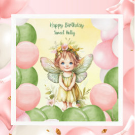 Personalized Sweet Fairy 1st Birthday Napkins Pappersservett