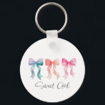 Personalized Sweet Girl Keychain | Custom Name Bow Nyckelring<br><div class="desc">Add a charming touch to your everyday accessories with this personalized Sweet Girl keychain featuring a cute watercolor bow design and custom name option. This adorable keychain is perfect for decorating keys, bags, backpacks, or purses while showing off a soft coquette aesthetic style. Customize it with any name to create...</div>