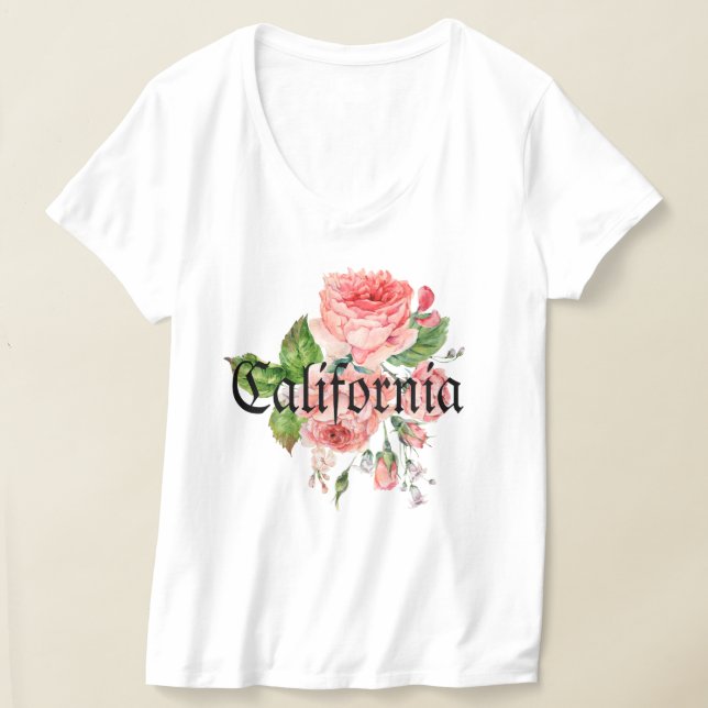 Personalized sweet pink roses California Cute T Shirt (Laydown)