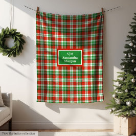 Personalized Tartan Blanket Elegant Holiday Gift Fleecefilt