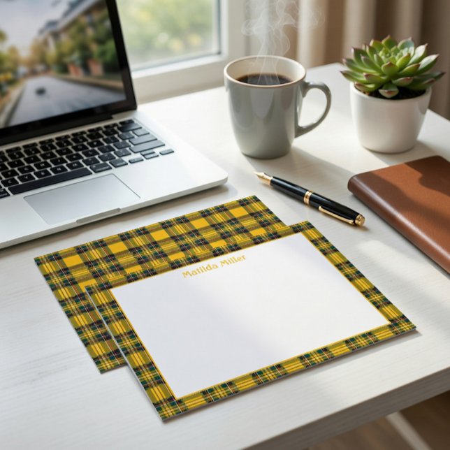 Personalized Tartan Note Card with Plaid Backgroun Anteckningskort (Skapare uppladdad)