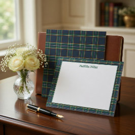 Personalized Tartan Note Card with Plaid Backgroun Anteckningskort