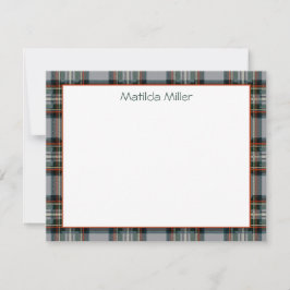 Personalized Tartan Note Card with Plaid Backgroun Anteckningskort