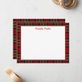 Personalized Tartan Note Card with Plaid Backgroun Anteckningskort
