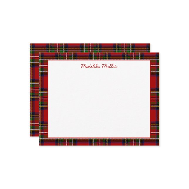 Personalized Tartan Note Card with Plaid Backgroun Anteckningskort (Fram/Back In Situ)